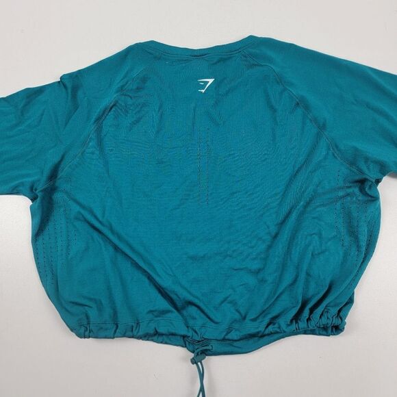 Gymshark Crop Top Long Sleeve Athletic Wear Shirt Womens size Large Green Blue - Picture 8 of 8